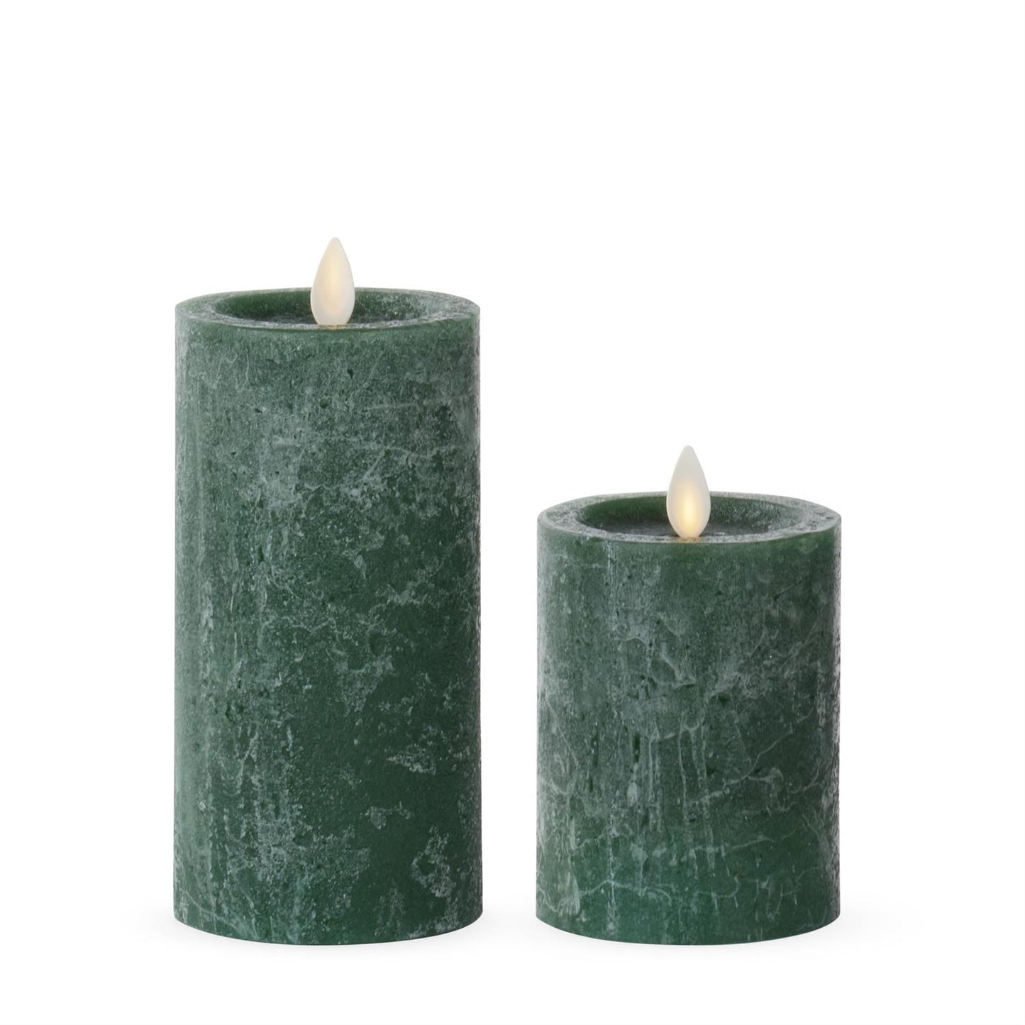 Dark Green Seaglass Pillar Flameless Candle ~ 2 Sizes to Choose From