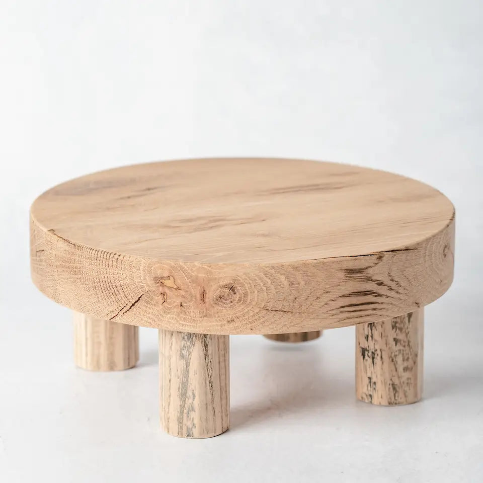 Round Reclaimed Wood Riser Stand