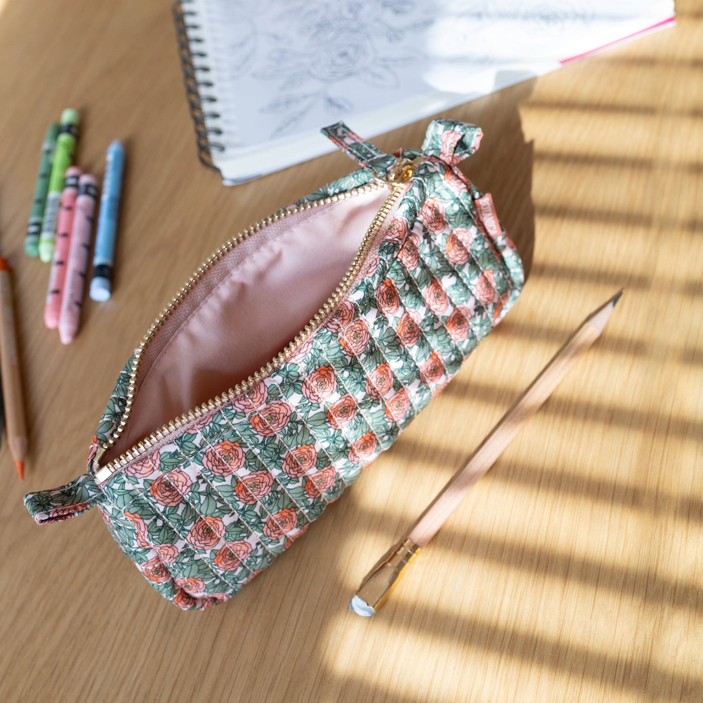 ROSE | Cotton Quilted Pencil Pouch