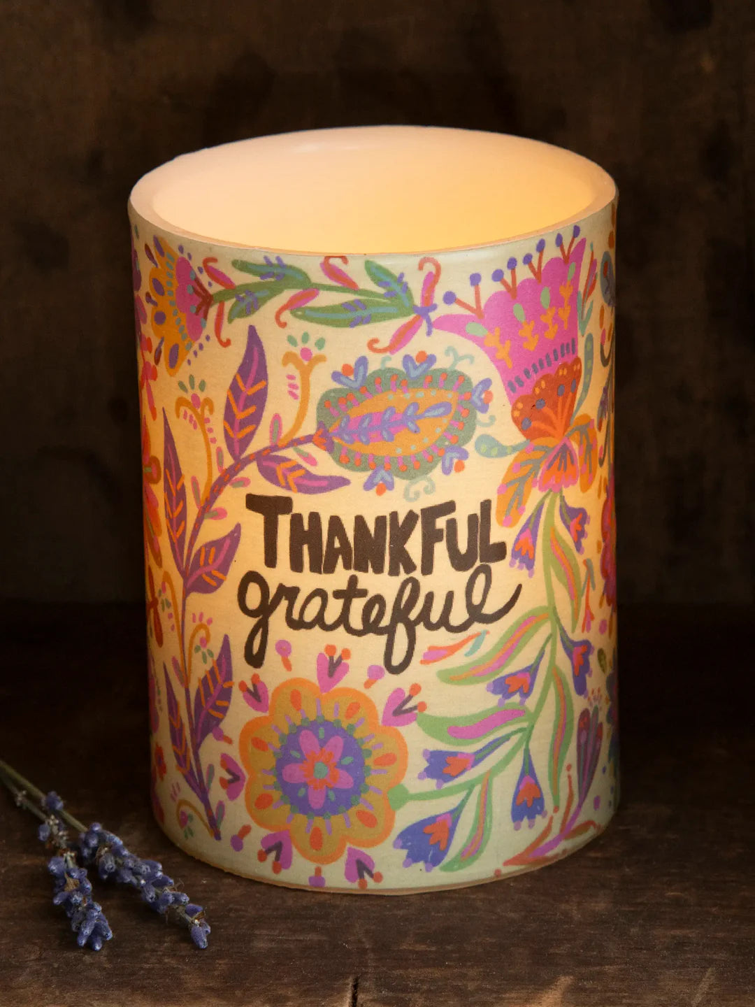 Flameless Candle - Thankful Grateful