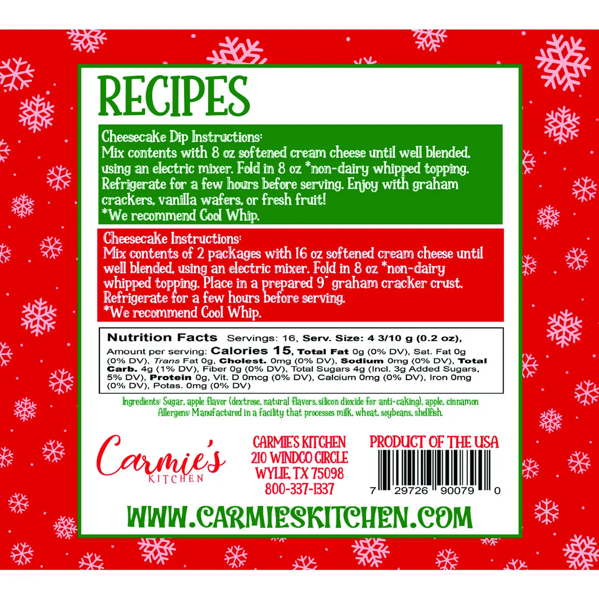 Jolly Apple Crumble Cheesecake Dip Mix