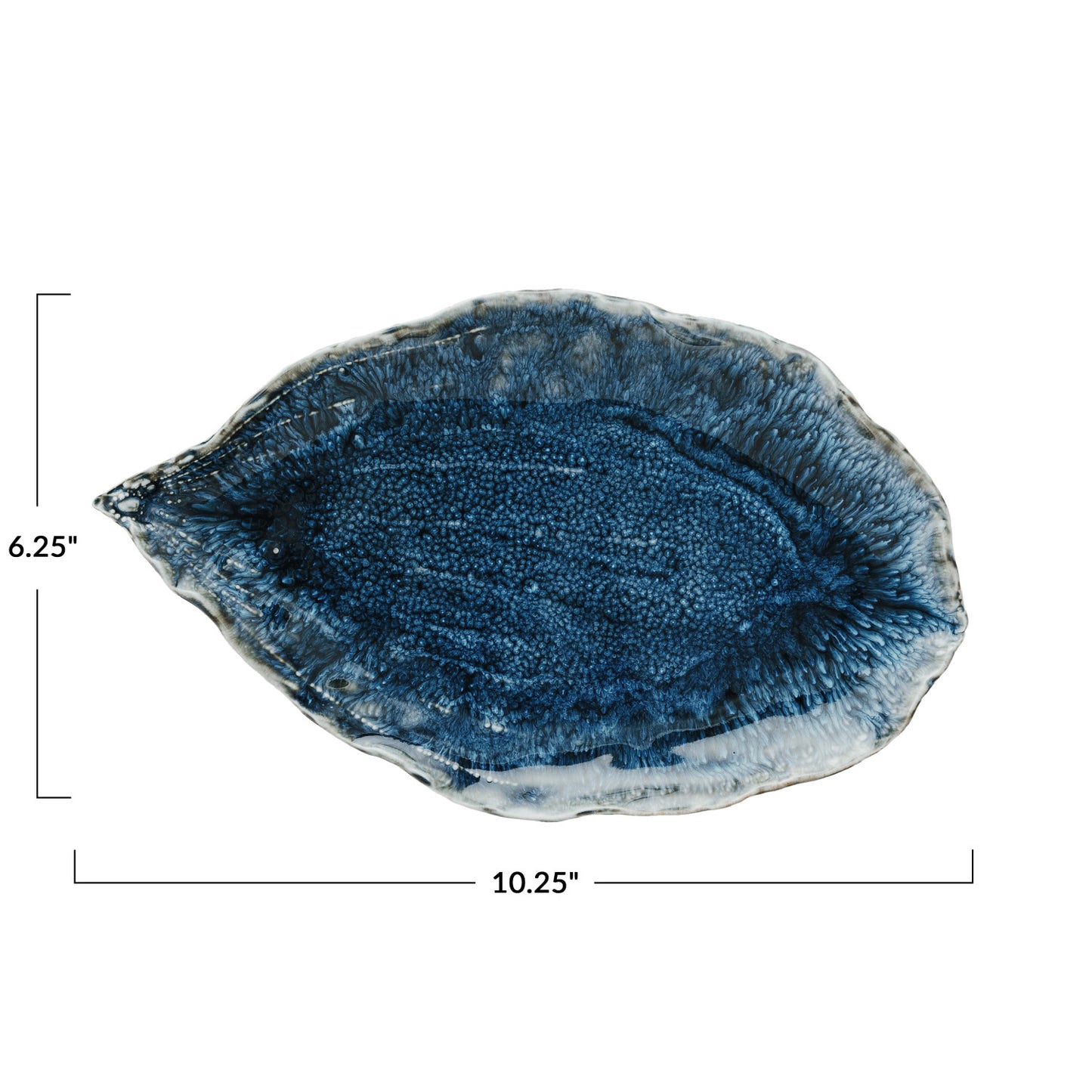 Stoneware Leaf Shaped Plate, Reactive Crackle Glaze (Each One Will Vary)