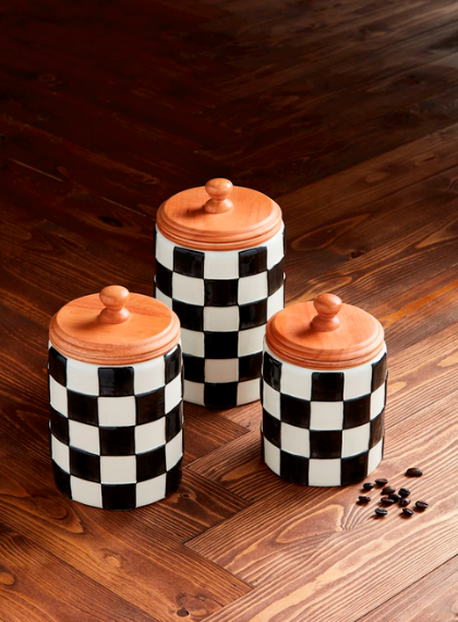 Black and White Checkered Canisters ~ 3 Sizes to Choose From