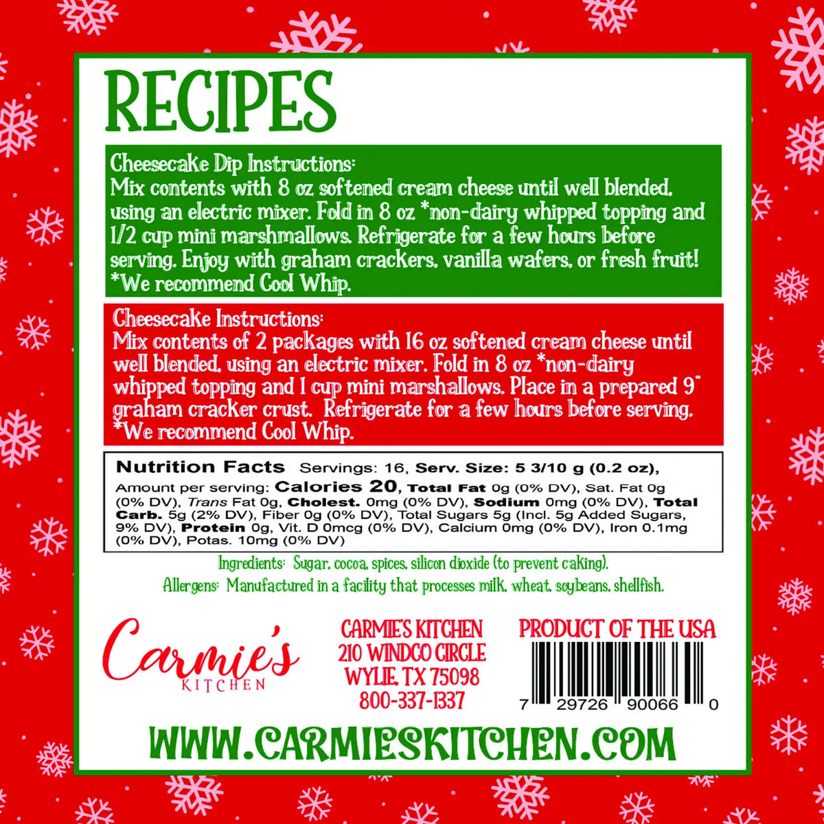 Ho Ho Hot Cocoa Cheesecake Dip Mix
