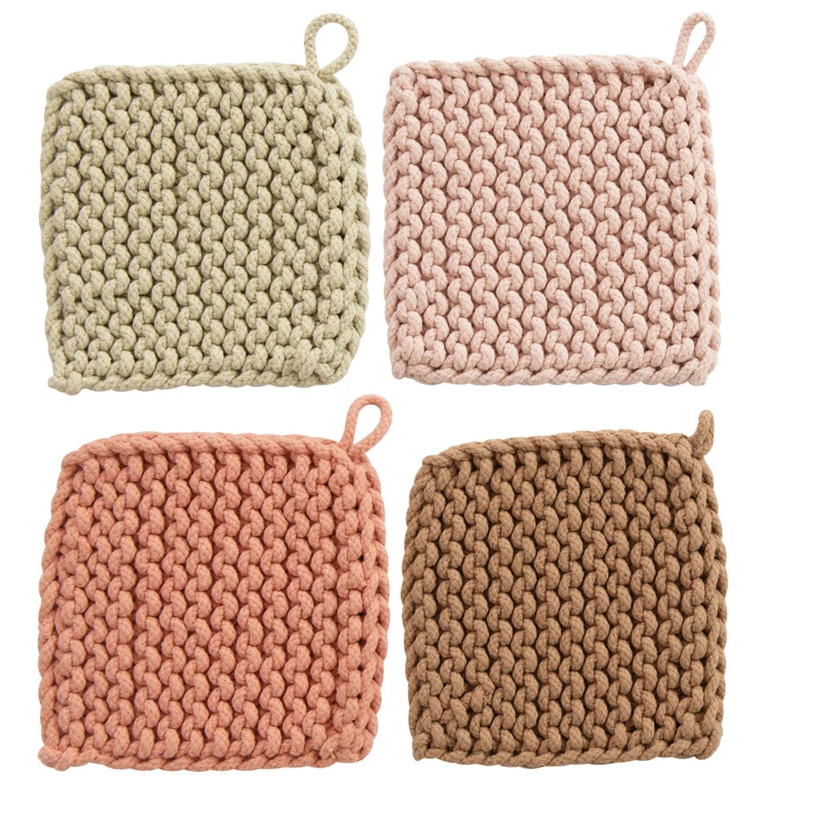 Cotton Crocheted Pot Holder ~ 3 Color Options