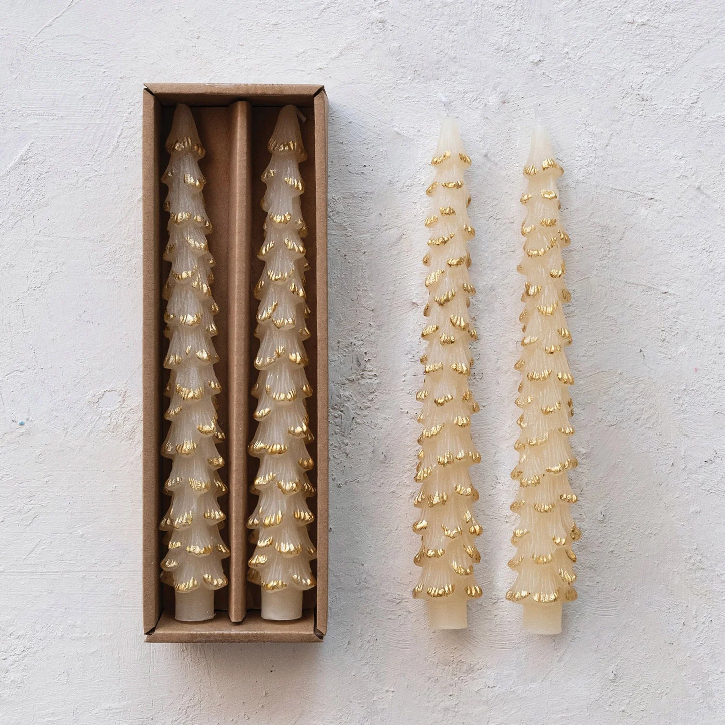 Unscented Tree Shaped Taper Candes in Box ~ 3 Colors to Choose From