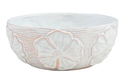 White Flower Stoneware Bowl