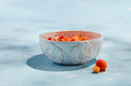 White Flower Stoneware Bowl