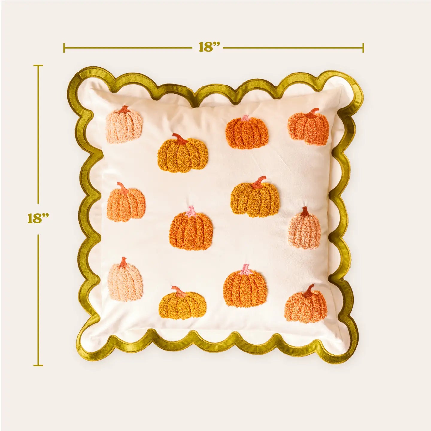 Scalloped Square Throw Pillow-Pumpkin Patch