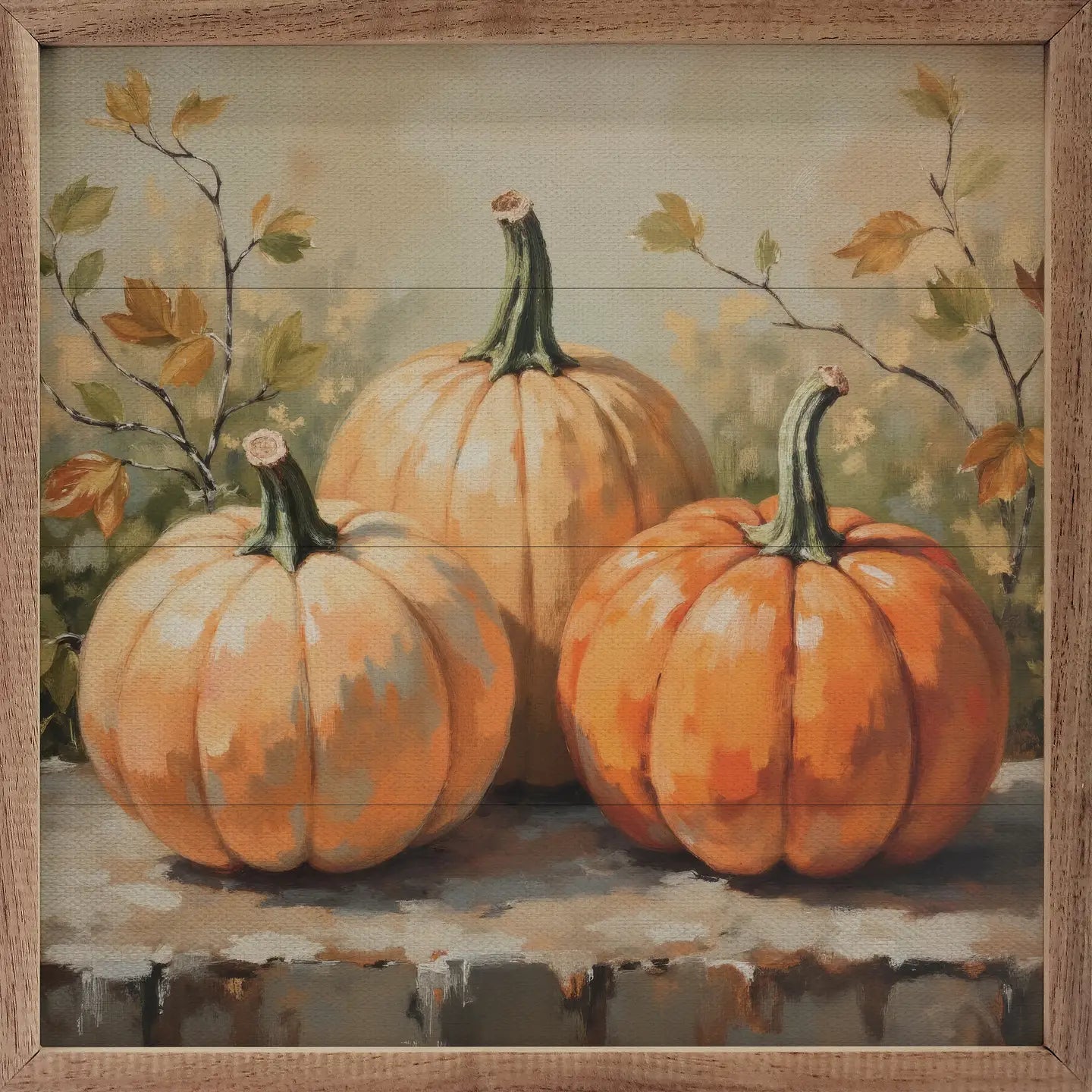 Pumpkin Trio On Bench