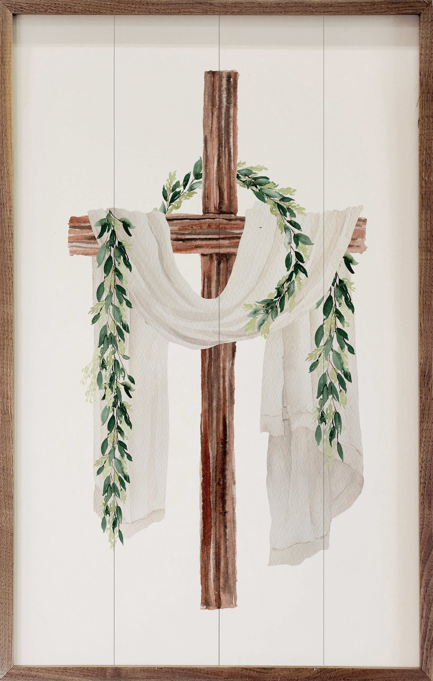 Wooden Cross With Draping Scarf
