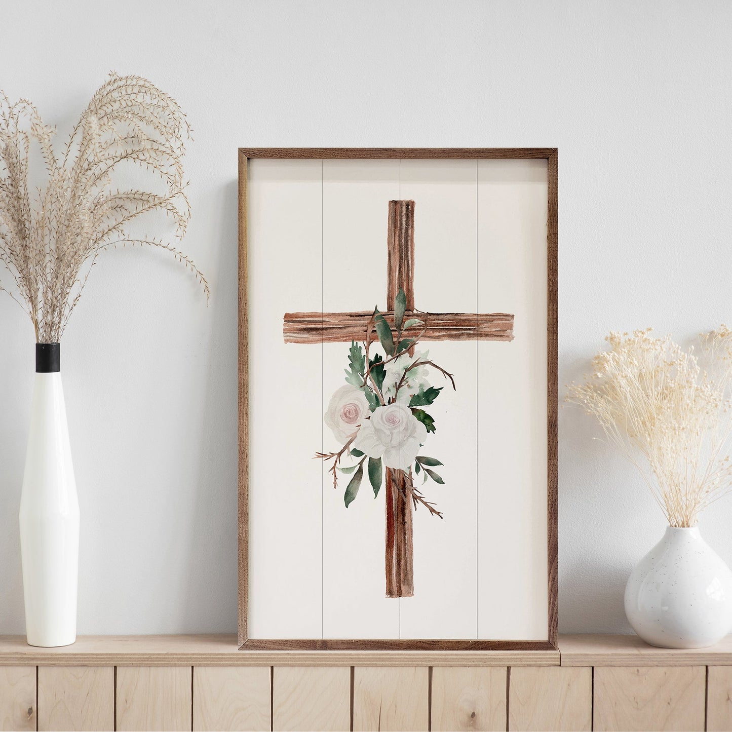Wooden Cross With Roses