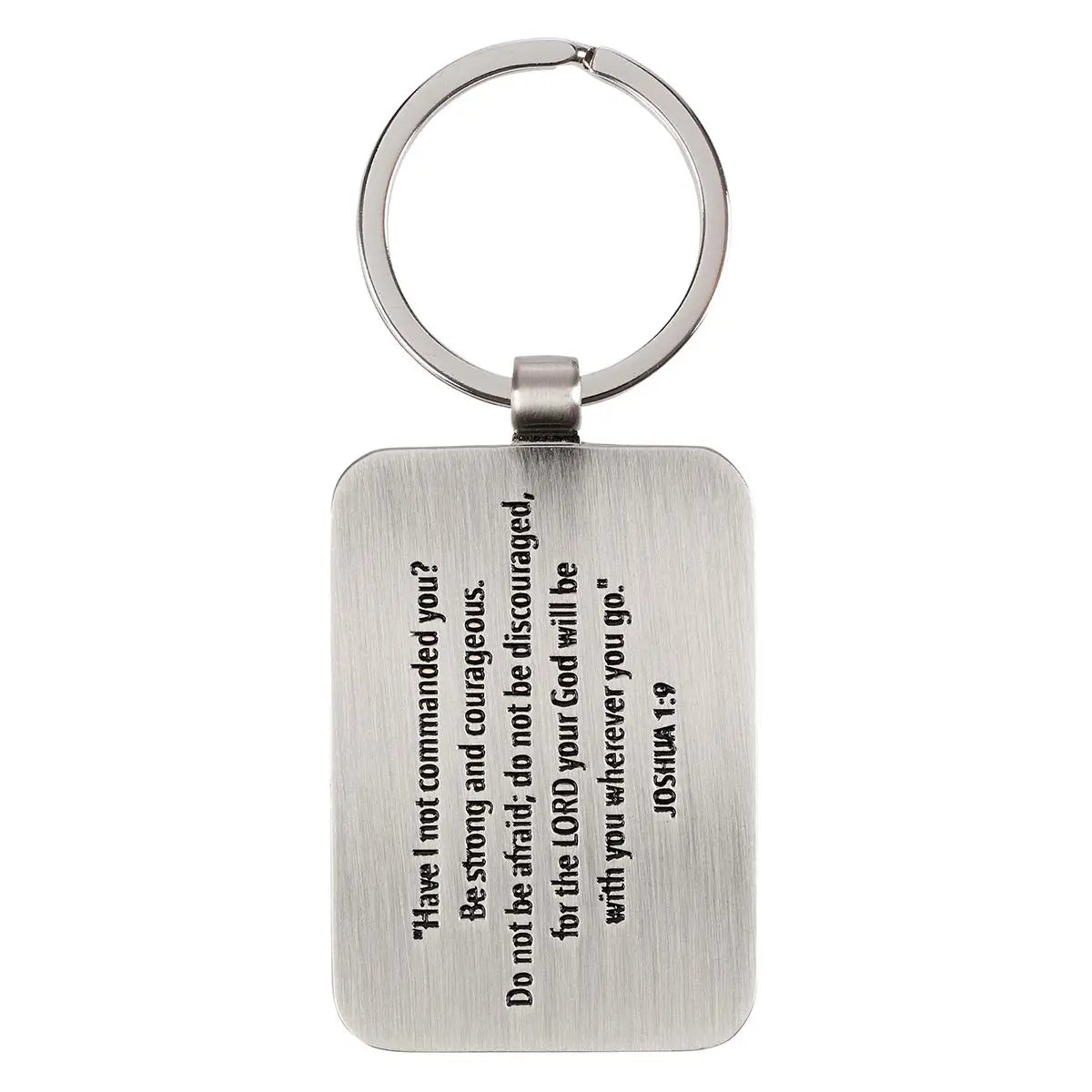 Keychain in Tin Be Strong & Courageous Josh. 1:9