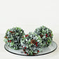 6in Flocked Boxwood Red Berry Ball