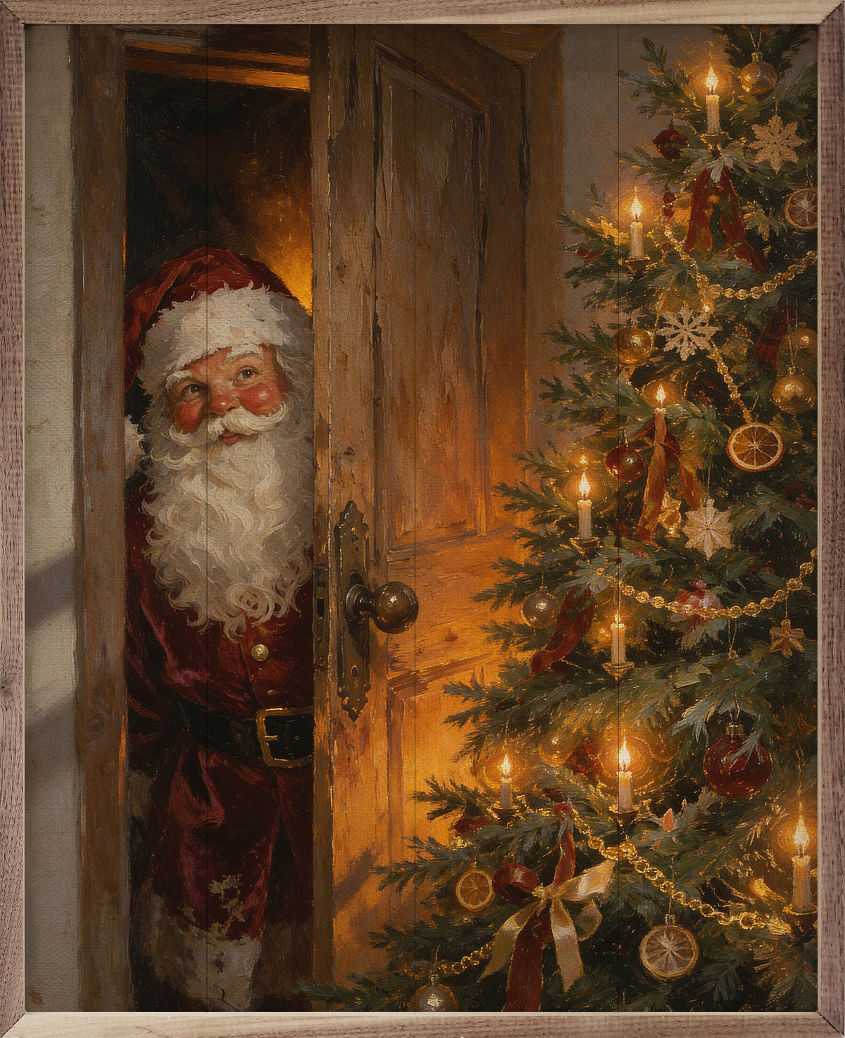 Santa At The Christmas Door
