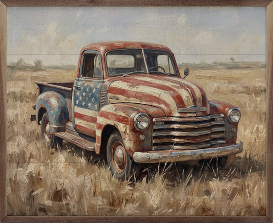Rustic Americana Flag Truck