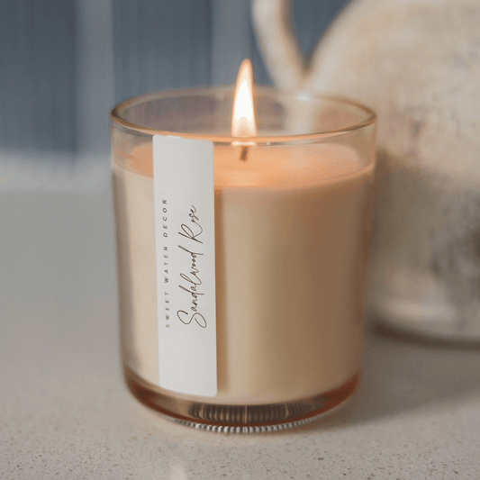 Sandalwood Rose Soy Candle - Tinted Glass Jar - 12 oz