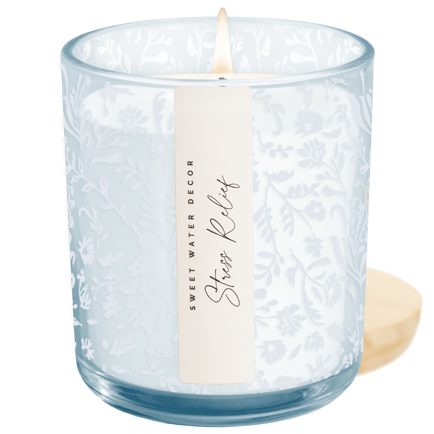 Stress Relief Soy Candle - Blue Tinted Glass Jar - 12 oz