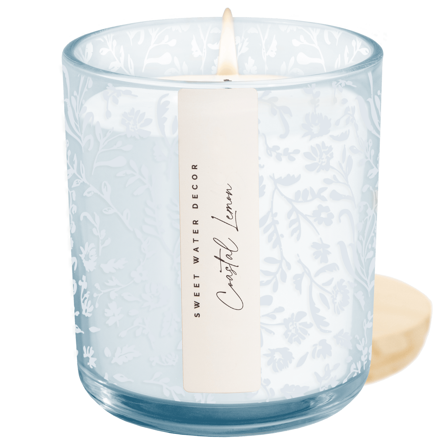 Coastal Lemon Soy Candle - Blue Tinted Glass Jar - 12 oz