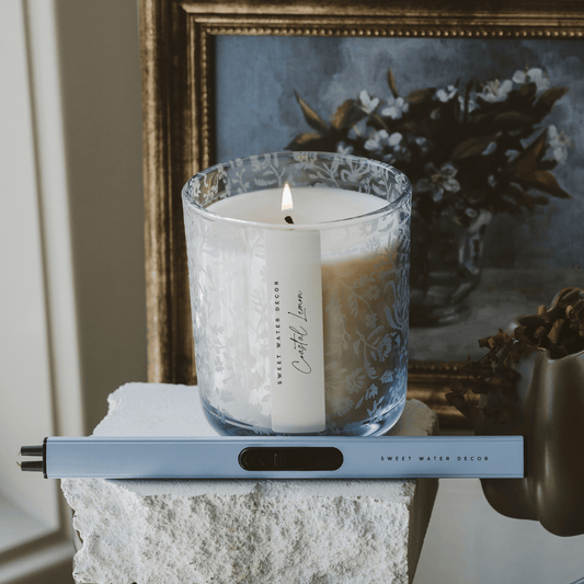 Coastal Lemon Soy Candle - Blue Tinted Glass Jar - 12 oz