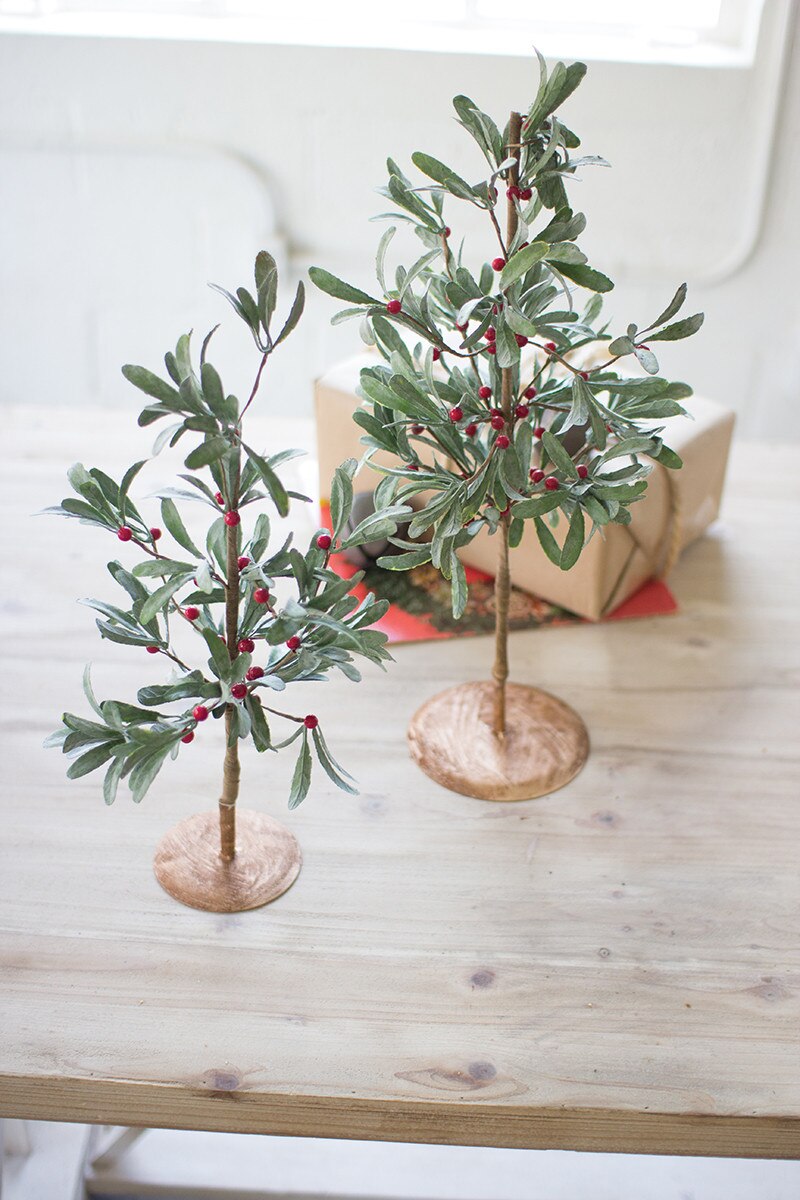 Artificial Mistletoe Trees ~ Set of 2