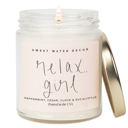 Relax, Girl Soy Candle - Clear Jar - 9 oz (Relaxation)