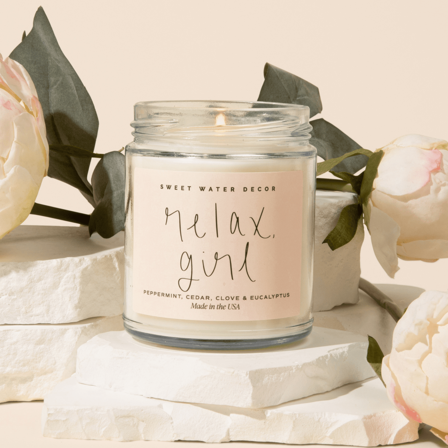 Relax, Girl Soy Candle - Clear Jar - 9 oz (Relaxation)