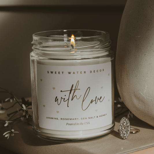 With Love Soy Patterned Candle - Clear Jar - 9 oz