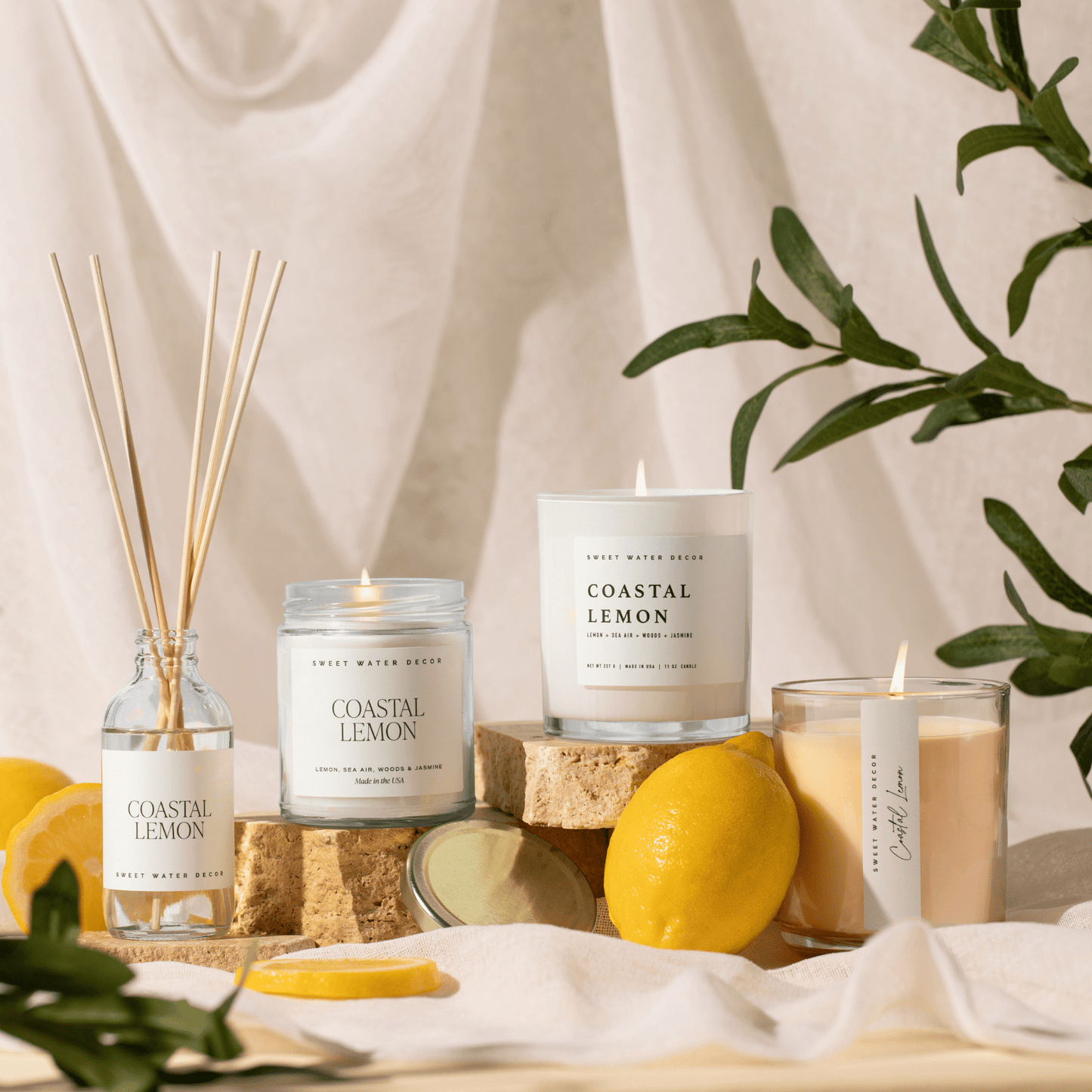 Coastal Lemon Soy Candle - Clear Jar - 9 oz