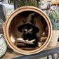 8" Round Halloween Cat Art