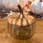 Glass Pumpkin Canister with Wood Lid ~ 2 Sizes to Choose From