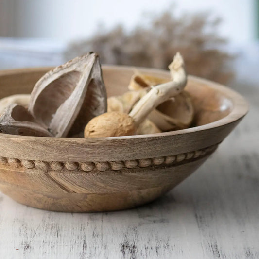 Beaded wood bowl