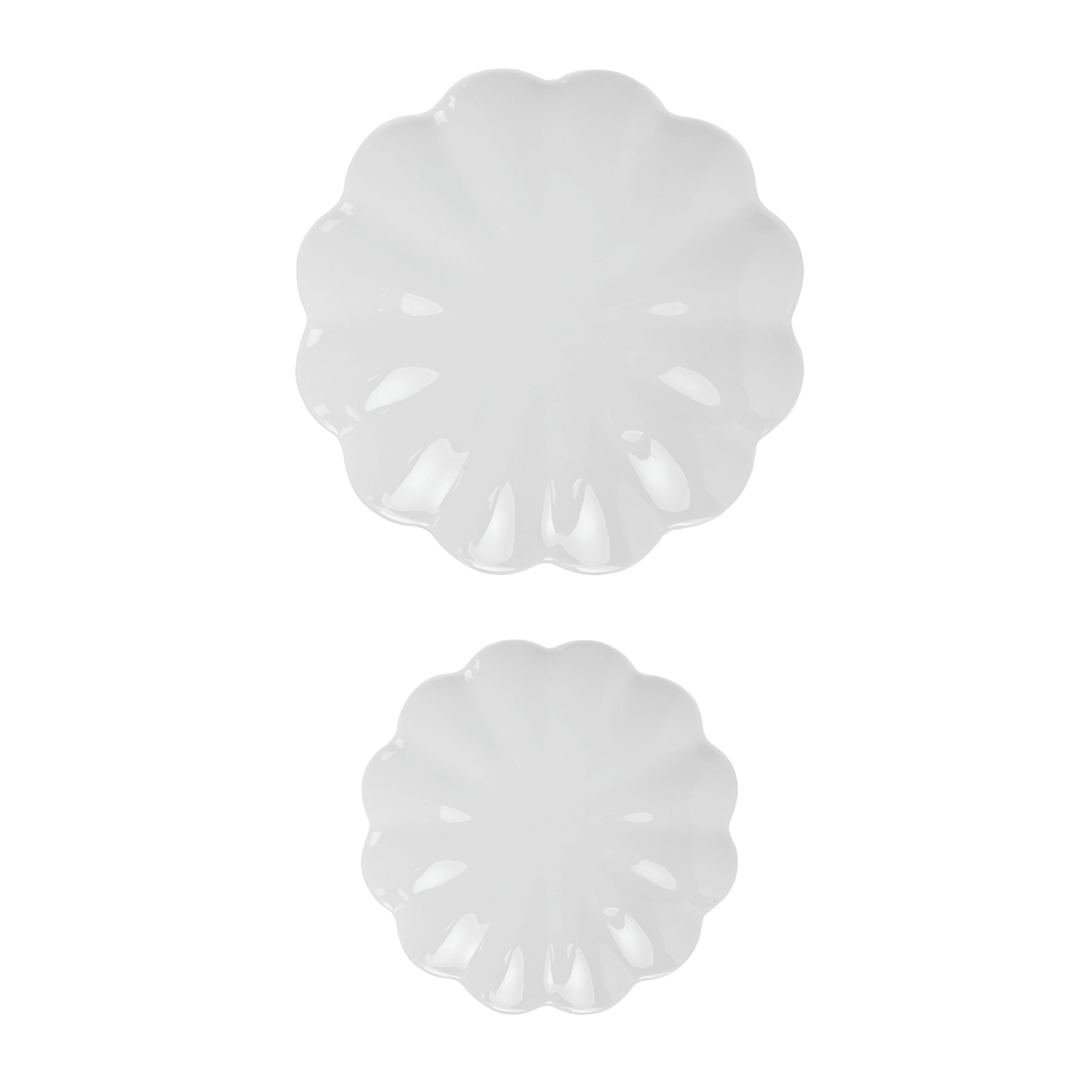 White Scalloped Serving Tray Set