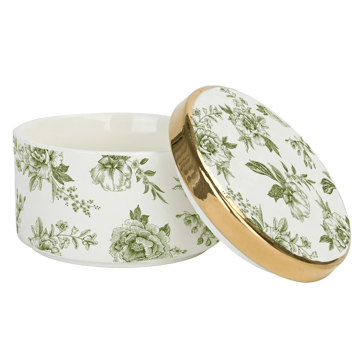 Green Delft Trinket Dish with Lid