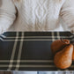 Navy Green Plaid Large Melamine Tray with Handles