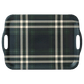Navy Green Plaid Large Melamine Tray with Handles