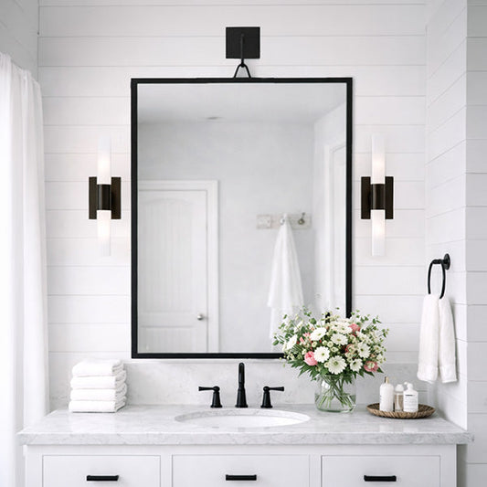 Architectural Black Iron Tripod Wall Mirror | Modern Statement Piece