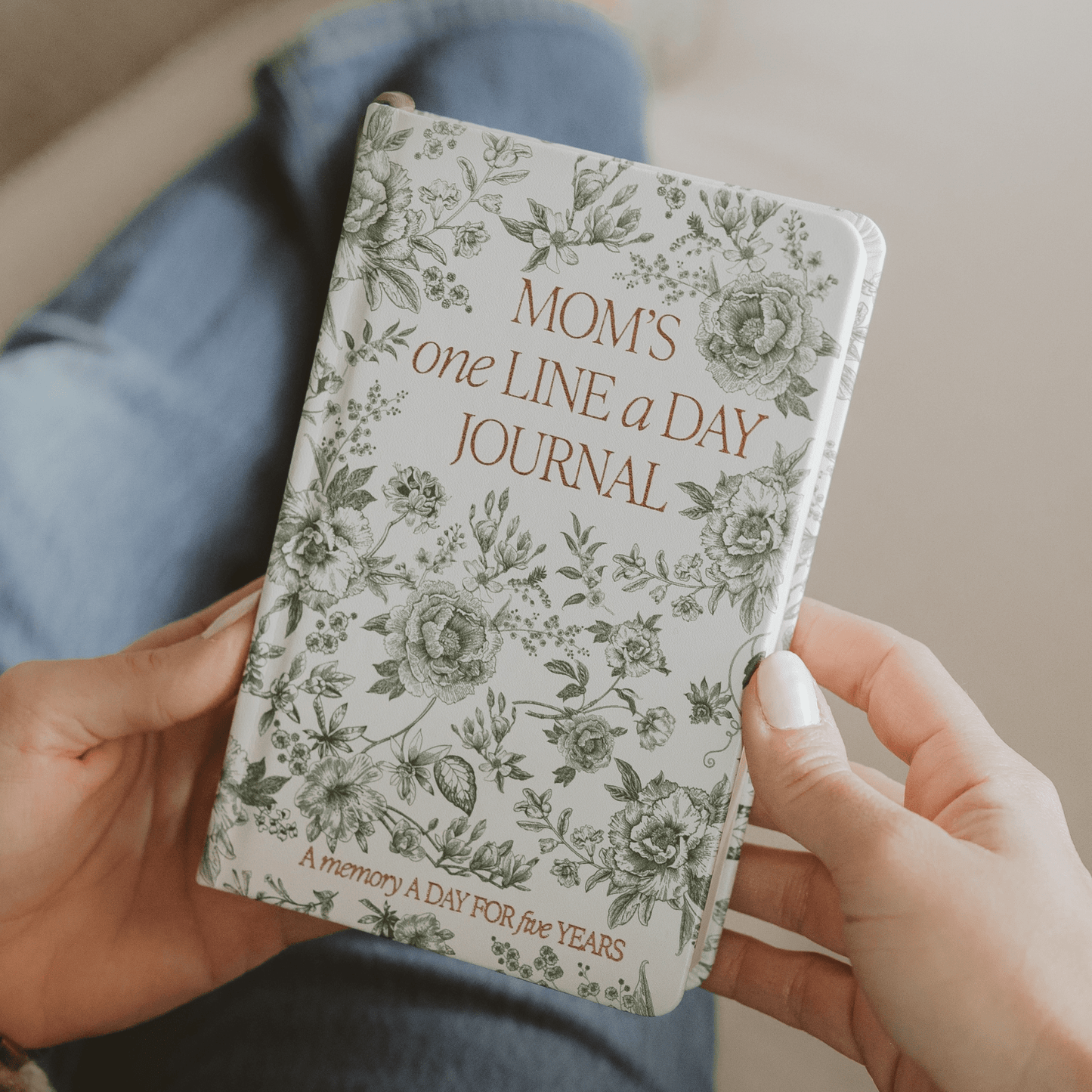 Mom's One Line A Day Green Delft Leather Journal