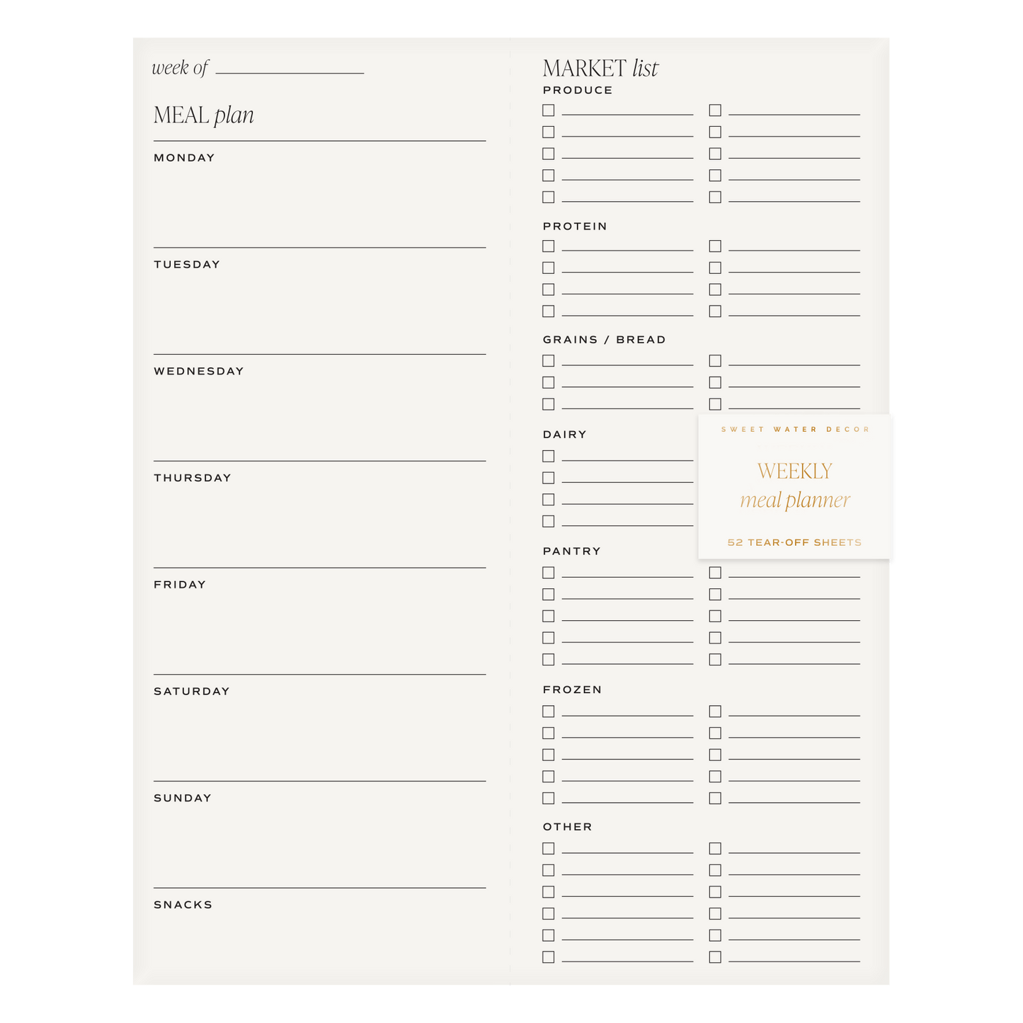 Weekly Meal Planner Notepad