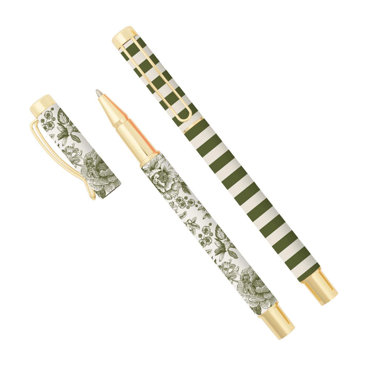 Green Floral Pen Set