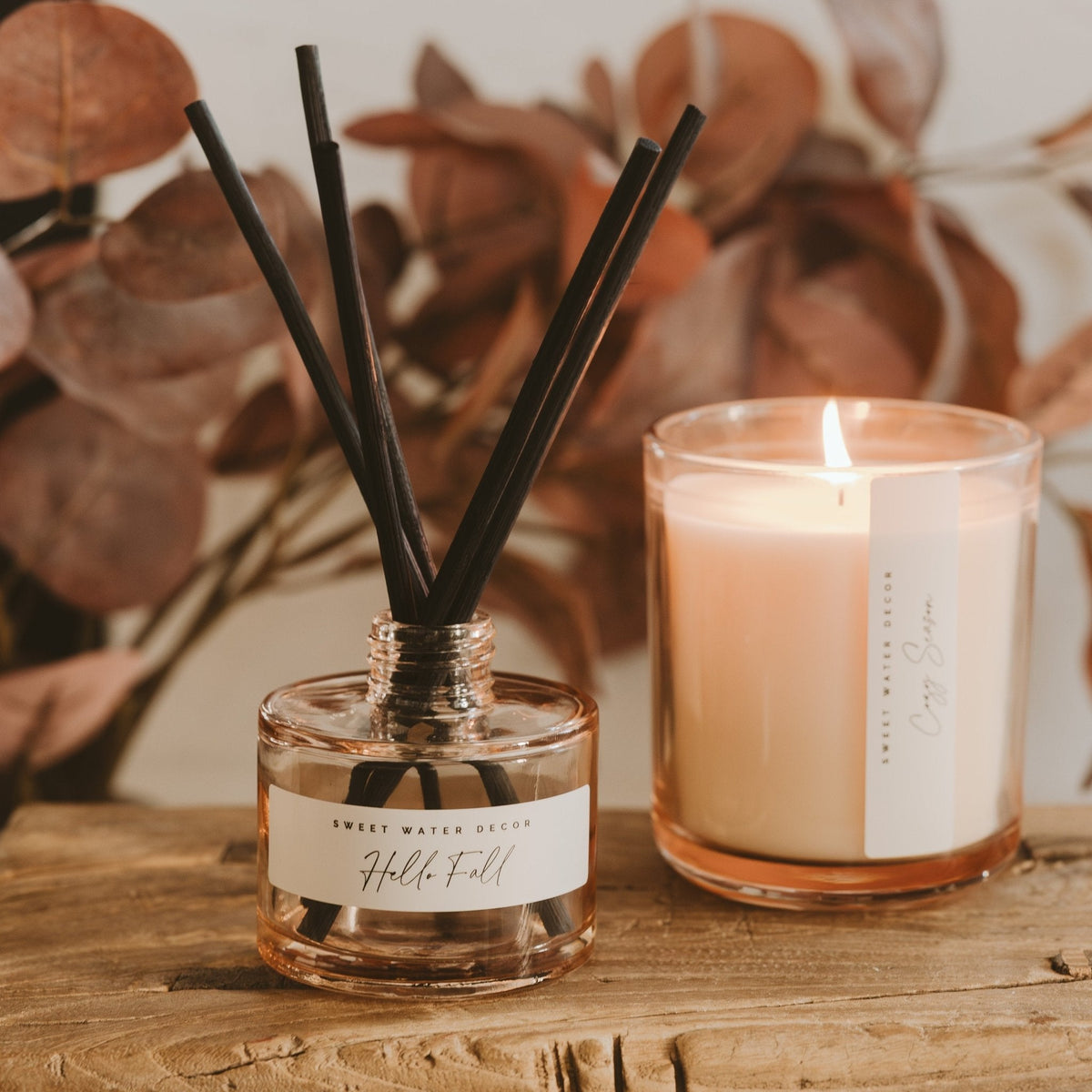 Hello Fall Tinted Glass Jar Reed Diffuser