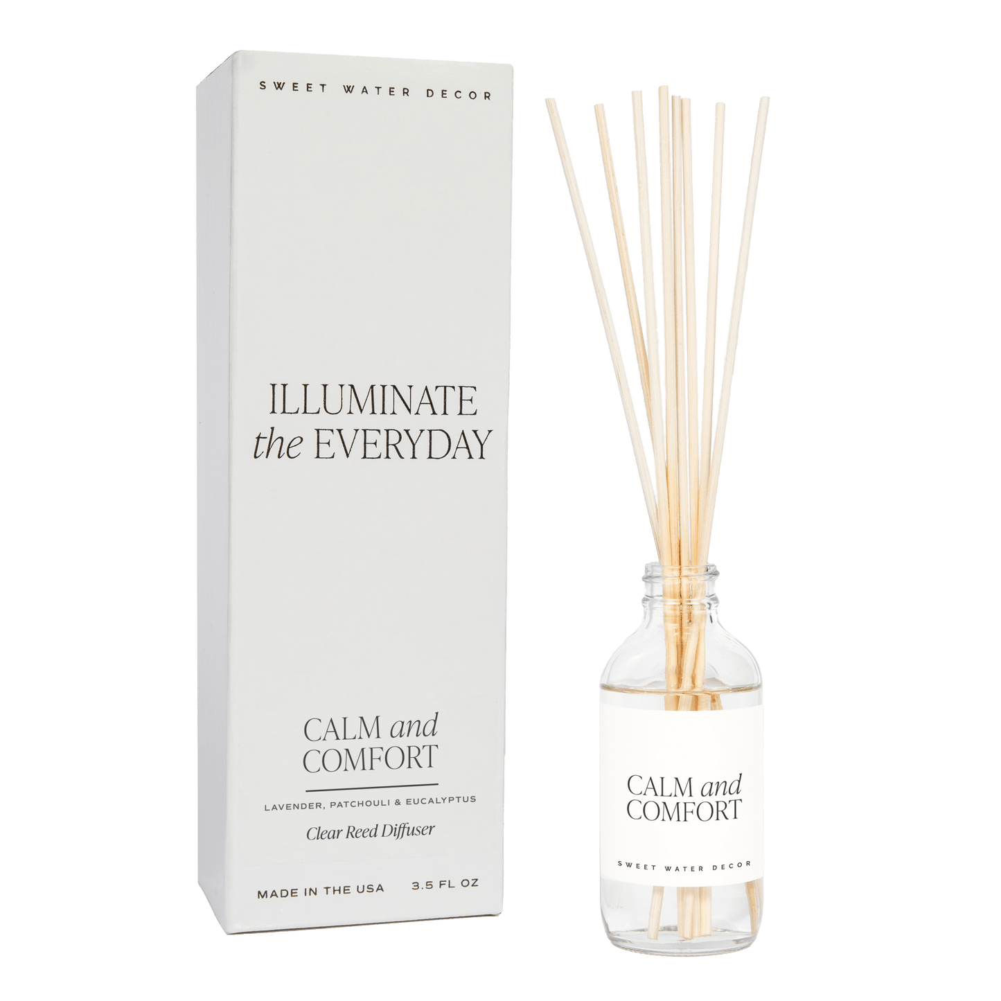 Calm and Comfort Clear Reed Diffuser (Self Care Lavender and Eucalyptus)