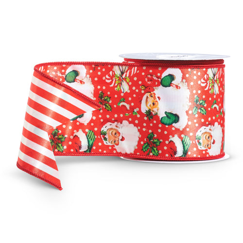 Retro Santa Double Sided Ribbon