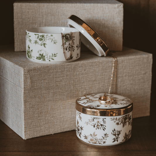 Gold Delft Trinket Dish with Lid