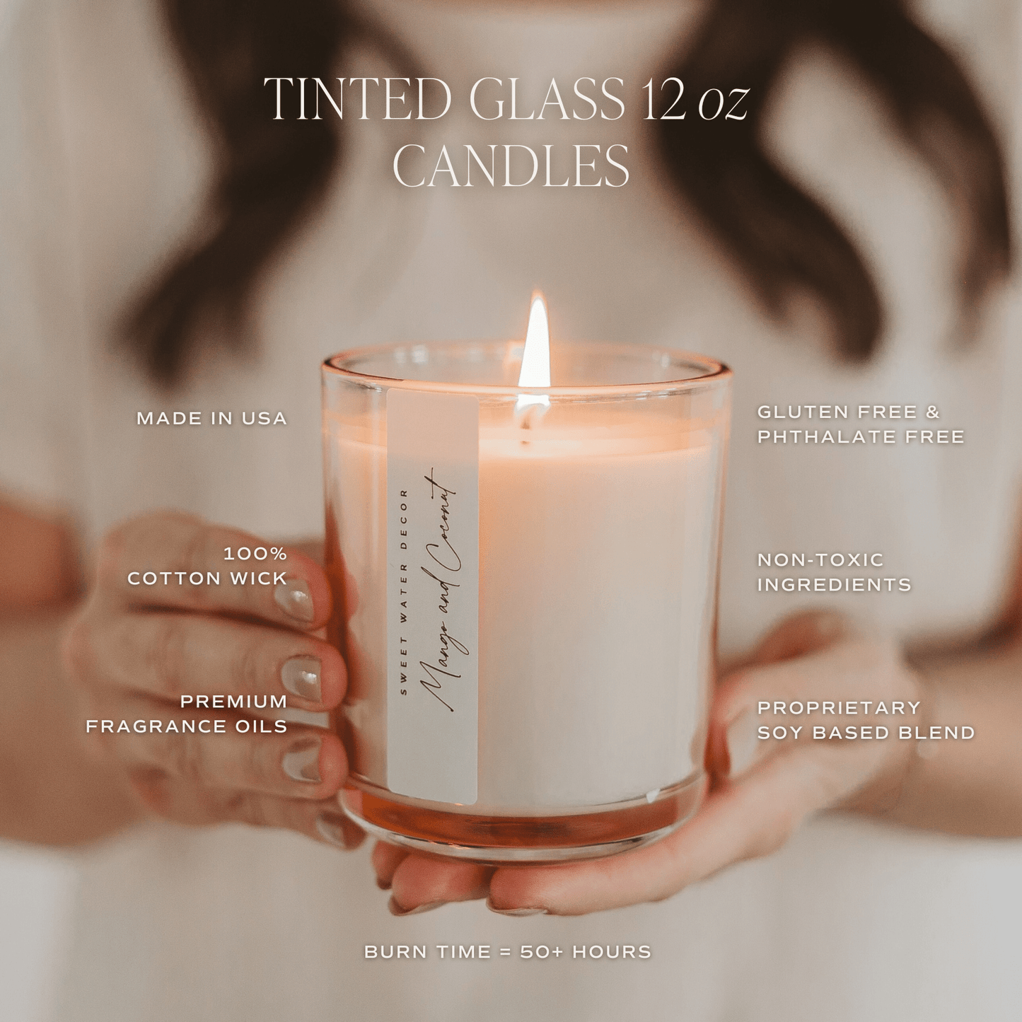 Farmhouse Soy Candle - Tinted Glass Jar - 12 oz