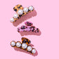 Brown Tortoise Pearl Claw Clip