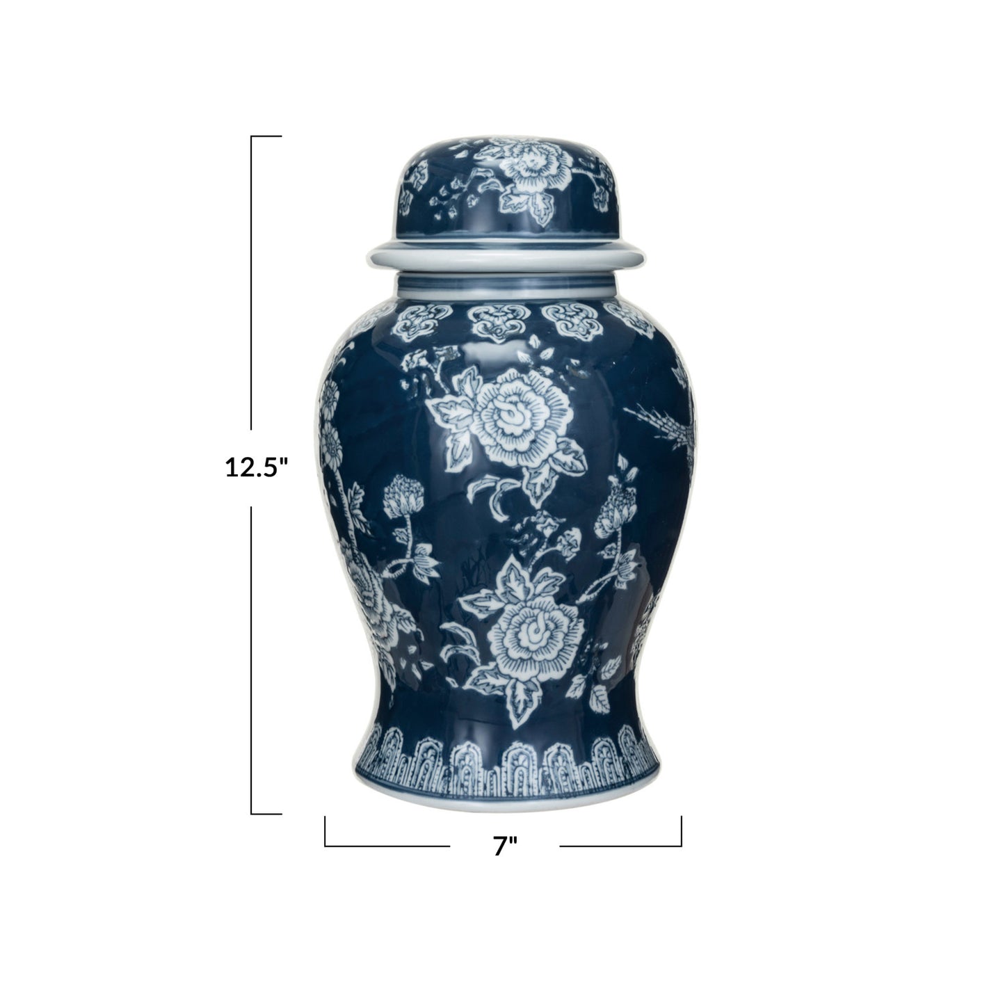 Decorative Hand-Painted Ceramic Ginger Jar