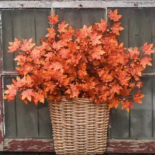 orange faux maple leaves