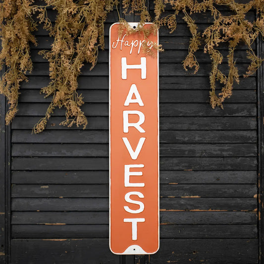 happy harvest sign orange