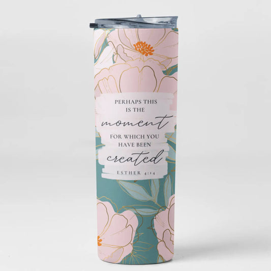 Floral Esther Bible Verse Stainless Steel Double-Wall Insulated 20oz. Travel Tumbler